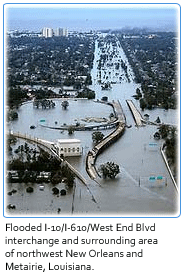 Image of Flooded I-10/I-610/West End Blvd interchange and  surrounding area of northwest New Orleans and Metairie, Louisiana